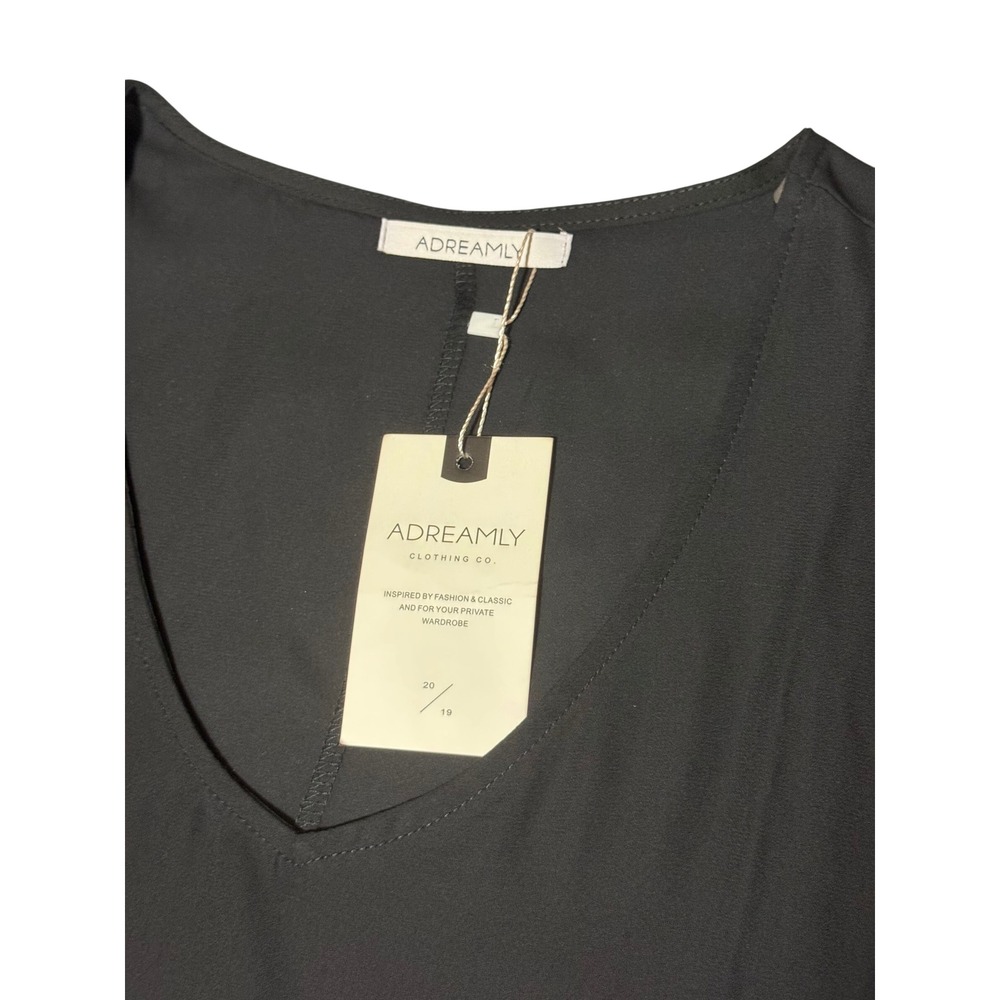 Adreamly Black Pom Pom Trim Kaftan V-Neck Beach Swim Cover Up New - Picture 3 of 8